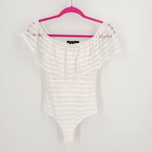 BCBGMaxAzria White Lace Bodysuit